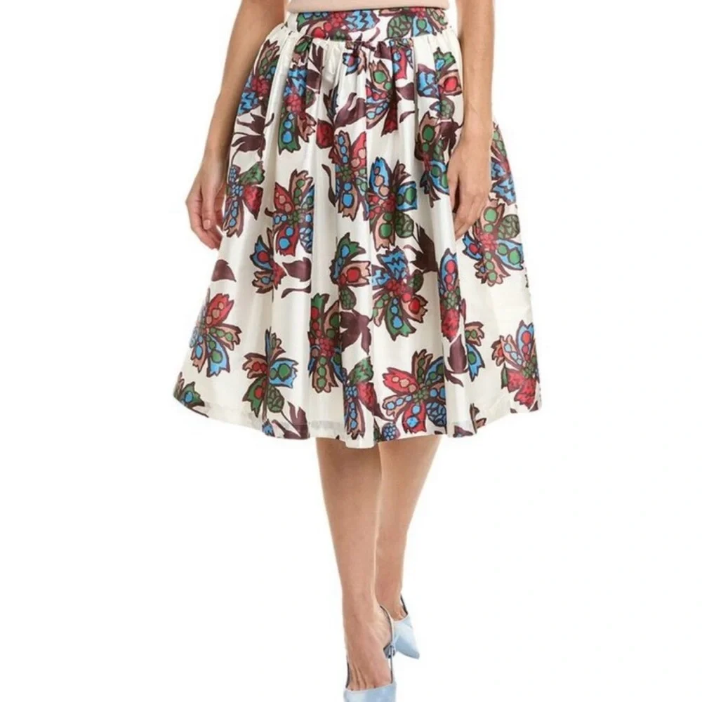 Frances Valentine Barbara Taffeta Skirt Autumn Leaves Size Medium - Picture 9 of 15